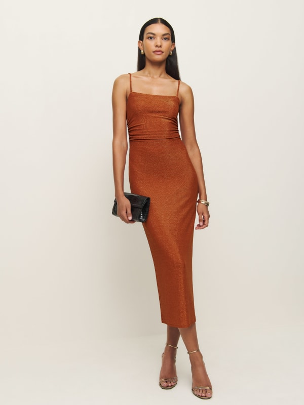 Breslin Knit Dress - Burnt Orange Sparkle